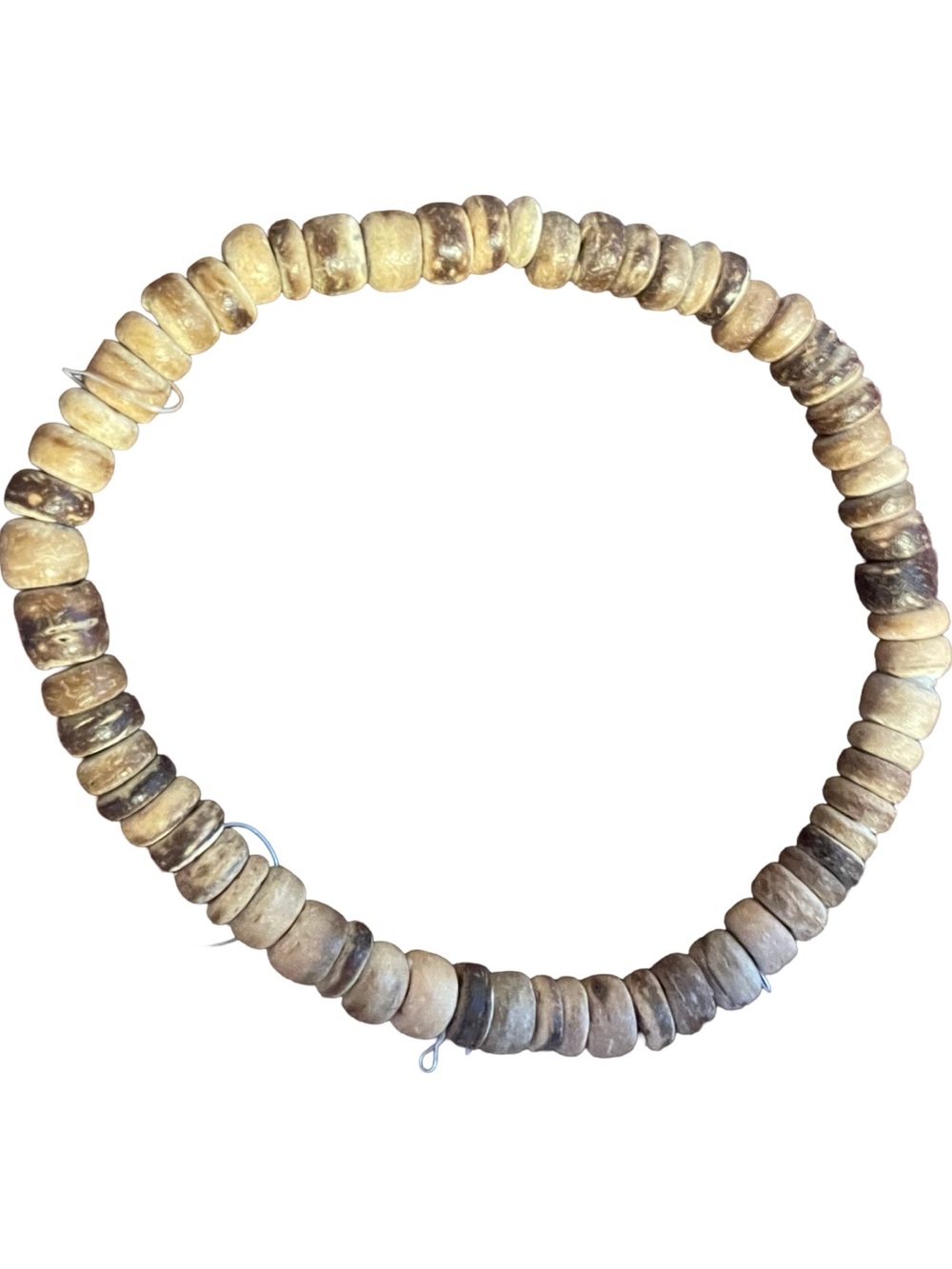 Men’s Boho Brown and Beige Natural-toned Wooden Beaded Stretch Bracelet OS